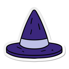 sticker cartoon doodle of a witches hat