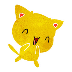retro cartoon of cute kawaii cat