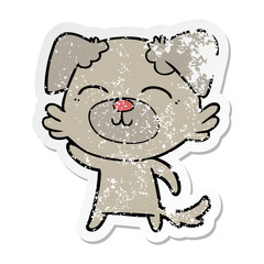 distressed sticker of a cartoon dog