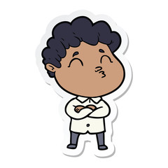 sticker of a cartoon man pouting