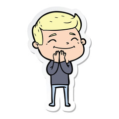 sticker of a happy cartoon man