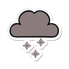 sticker of a cute cartoon storm snow cloud