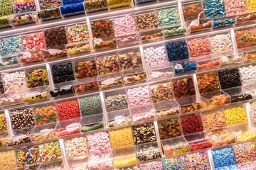 Self service display with many candies