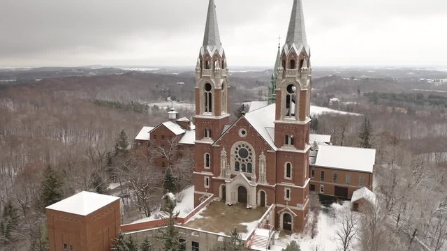 Cinematic Aerial View of Historic Holy Hill