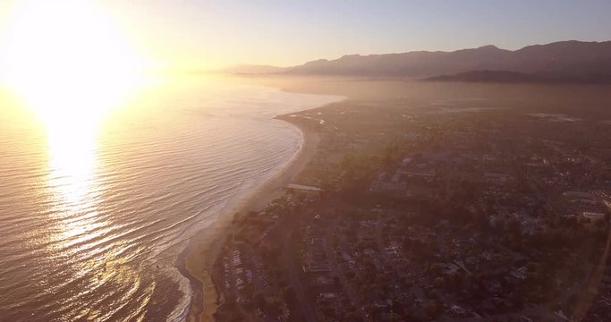 Beautiful 4k drone footage of the Carpinteria Coast in Santa Barbara, California