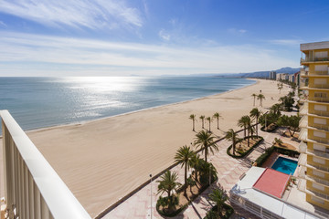 Naklejka premium Cullera beach an Mediterranean seen from a balcony