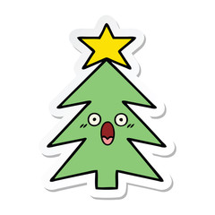 sticker of a cute cartoon christmas tree