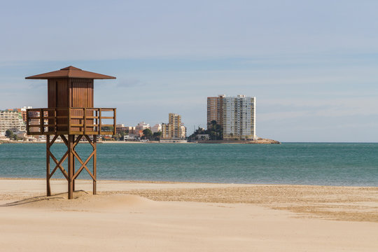 Baywatch tower in cullera shore, Valencia, Spain