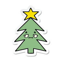 Fototapeta premium sticker of a cute cartoon christmas tree