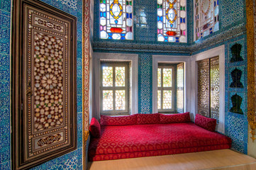 One of the Sultan's meeting rooms in Topkapi Palace in Istanbul, Turkey.