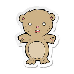 Obraz na płótnie Canvas sticker of a frightened teddy bear cartoon
