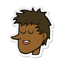 sticker of a cartoon happy boy face