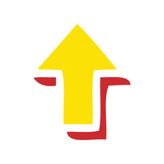flat color retro cartoon directional arrow
