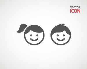 Obraz na płótnie Canvas girl and boy icon on white background. child symbol . Kids icons , children vector illustration.