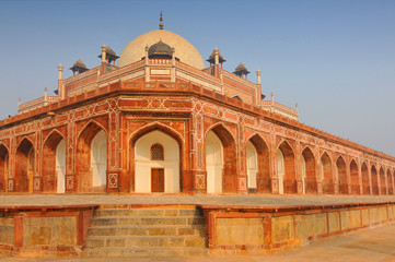 View of Humayun's Tomb one of the most famous Mughal buldings in New Delhi, India.