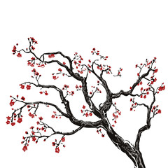 Sakura tree, cherry blossom vector illustration on white background
