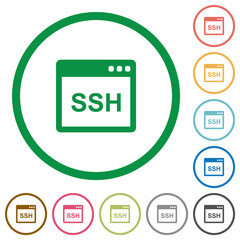 SSH client application flat icons with outlines
