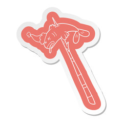 cartoon  sticker of a fish speared wearing santa hat