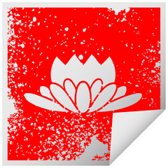 distressed square peeling sticker symbol flower