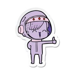 sticker of a happy cartoon space girl