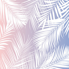 Vector tropical white palm leaves on pink background