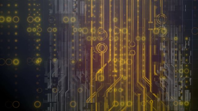 Computer generated high tech digital technology loop animation. Abstract background of different shapes with hight detailed elements. Geometry lines with dashes and glow. 3d rendering. 4k UHD video.