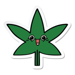 sticker of a cute cartoon marijuana leaf
