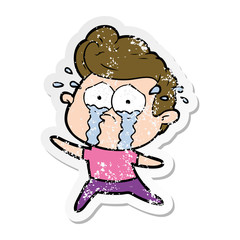distressed sticker of a dancing crying man