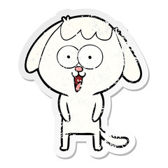 distressed sticker of a cute cartoon dog