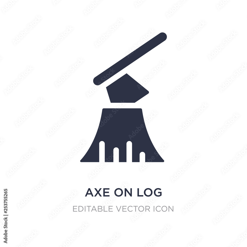 Poster axe on log icon on white background. simple element illustration from buildings concept.