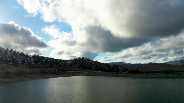 Beautiful Aerial view of Brite Lake in Tehachapi California