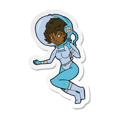 sticker of a cartoon space woman