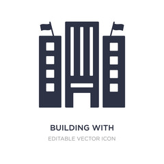building with two flags icon on white background. Simple element illustration from Buildings concept.