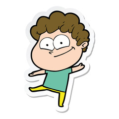 sticker of a cartoon happy man