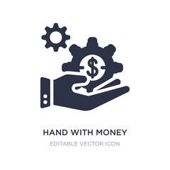 hand with money gear icon on white background. Simple element illustration from Business concept.