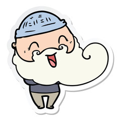 Obraz premium sticker of a happy man with beard and winter hat