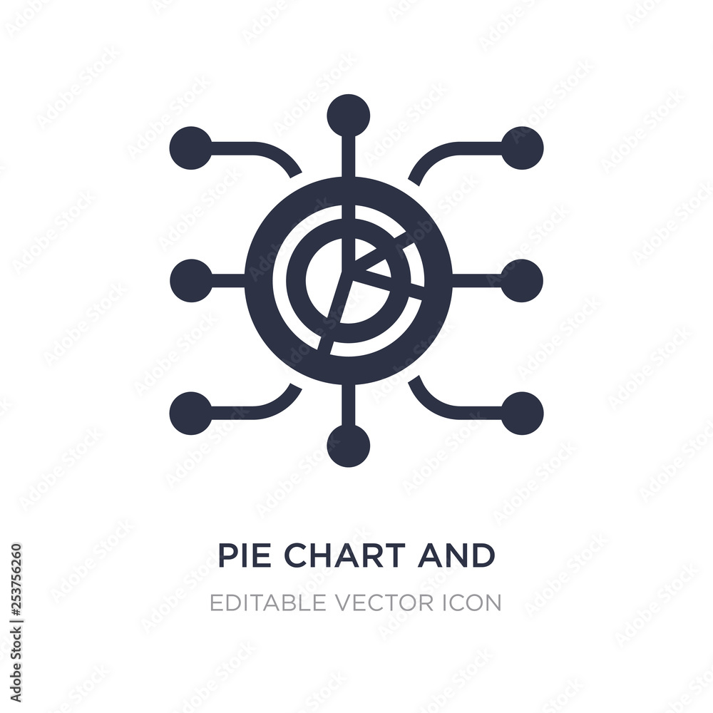 Poster pie chart and connections icon on white background. simple element illustration from business concep