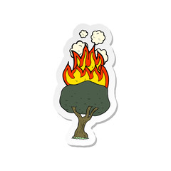 sticker of a cartoon tree on fire
