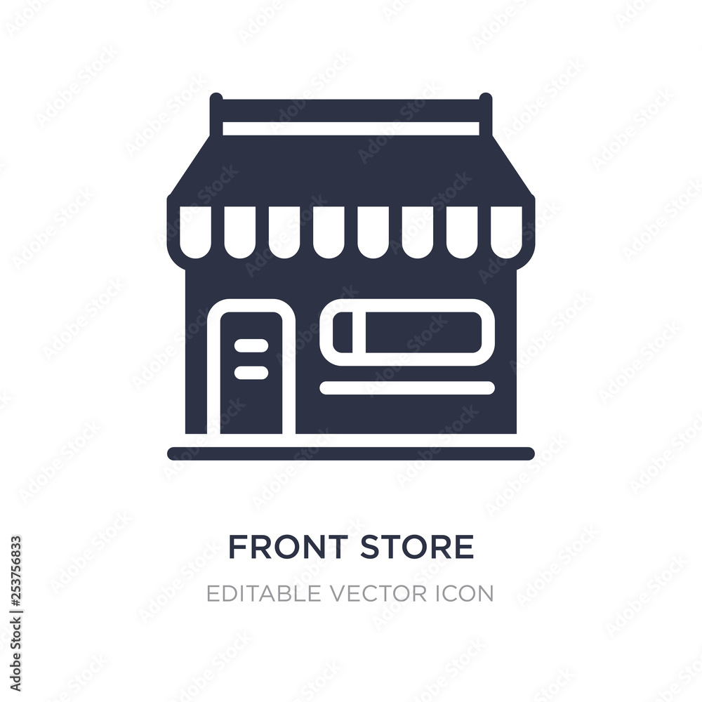 Poster front store with awning icon on white background. simple element illustration from commerce concept.