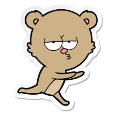 sticker of a bored bear cartoon