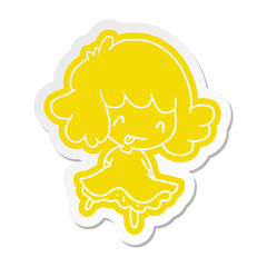 cartoon sticker of a cute kawaii girl
