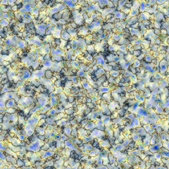 Seamless cloudy pattern with black veins on colorful deckle-edged spots. Bright blue and yellow deckle-edged spots.