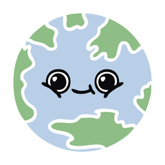 flat color retro cartoon planet earth