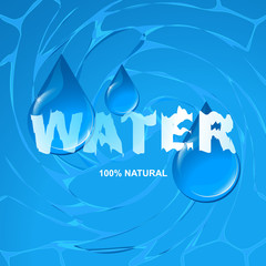 Water. Texture of the water surface with drops. Vector image.