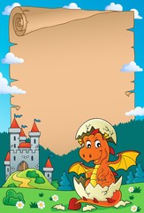 Dragon hatching from egg parchment 3