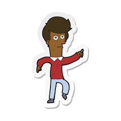 sticker of a cartoon man pointing