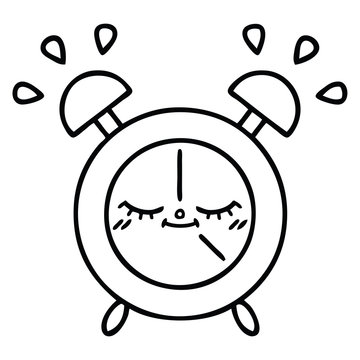 line drawing cartoon alarm clock
