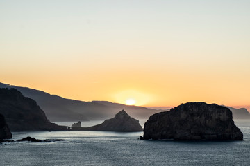 landscape in gaztelugtxe at sunset