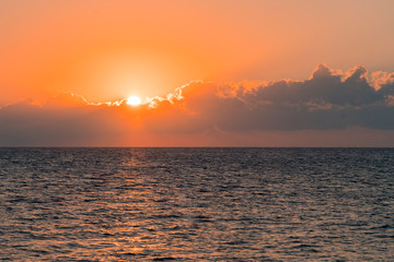 Colorful dawn over the sea, Sunset. Beautiful magic sunset over the sea