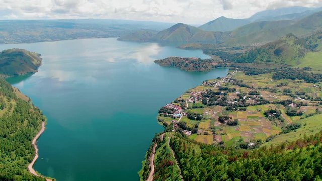 Aerial View of Lake Toba, Sumatra.